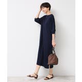 【洗える】インディゴ天竺デニム調リラクシーワンピース | Dessin | 詳細画像3 