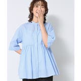 【洗える／体型カバー】バンドカラーペプラムブラウス | Dessin | 詳細画像3 