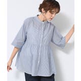 【洗える／体型カバー】バンドカラーペプラムブラウス | Dessin | 詳細画像14 