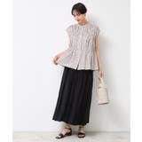 【洗える】ストライプ柄ギャザーブラウス | Dessin | 詳細画像8 