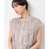 【洗える】ストライプ柄ギャザーブラウス | Dessin | 詳細画像5 