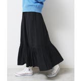ブラック(019) | 【ウエストゴム/洗える】コットンフレアスカート | Dessin