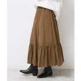 ブラウン(043) | 【ウエストゴム/洗える】コットンフレアスカート | Dessin