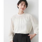 オフホワイト(003) | 【入卒/セレモニー/洗える】フリルネックジョーゼットブラウス | Dessin