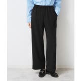 ブラック(019) | 【ウエストゴム/洗える】ツイルセミワイドパンツ | Dessin