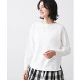 【洗える】ミドルゲージボートネックカラーニット | Dessin | 詳細画像1 