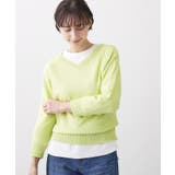 ミントグリーン(021) | 【洗える】コットンVネックニット | Dessin