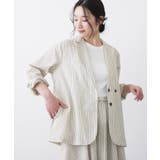 【セットアップ可/洗える】ストライプシャツジャケット | Dessin | 詳細画像6 