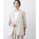 アイボリー(304) | 【セットアップ可/洗える】ストライプシャツジャケット | Dessin