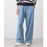 サックスブルー(090) | 【洗える】綿麻ドロストライトデニムパンツ | Dessin