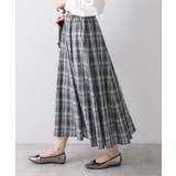 チャコールグレー(214) | 【ウエストゴム/洗える】映えチェック柄スカート | Dessin