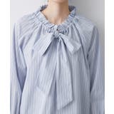 【洗える】フリルボウタイストライプブラウス | Dessin | 詳細画像16 
