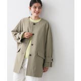 オリーブグリーン(026) | 【花粉ガード/撥水加工/洗える】クルーネックスプリングコート | Dessin