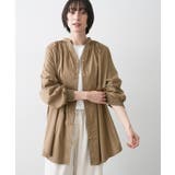 トープ(054) | 【洗える】シャーリングネックチュニックシャツ | Dessin