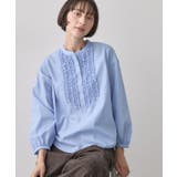 ブルー(091) | 【高レビュー/洗える/7色展開】フロントフリルブラウス | Dessin