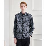 ブラック(119) | 【LIMITED】フラワープリント長袖シャツ | TAKEO KIKUCHI