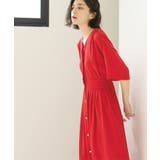 レッド(063) | シャーリングフィット&フレアワンピース【洗濯機洗い可】 | OPAQUE.CLIP