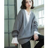 グレー(012) | クリアシャギーVネックニット【洗える】 | OPAQUE.CLIP