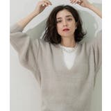 グレージュ(050) | クリアシャギーVネックニット【洗える】 | OPAQUE.CLIP