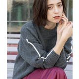 チャコールグレー(514) | 配色ラインクルーネックニット | OPAQUE.CLIP