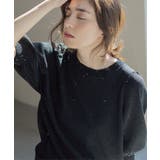 ブラック(619) | スパンコールパフスリーブニット | OPAQUE.CLIP