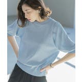 ブルー(691) | スパンコールパフスリーブニット | OPAQUE.CLIP