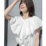 ホワイト(001) | 刺繍レースカラーブラウス | OPAQUE.CLIP