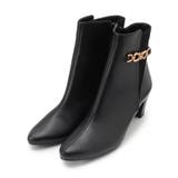 ブラック(019) | Vカットミドルヒールショートブーツ | ESPERANZA