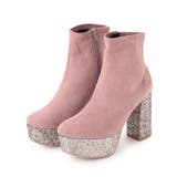 ピンク(972) | リピーター続出 脚長美脚 グリッターヒールショートブーツ | ESPERANZA