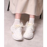 ホワイト(901) | フラワー刺繍ラメスニーカー | ESPERANZA