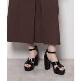 ブラック(019) | ネックベルトチャンキーヒールサンダル | ESPERANZA