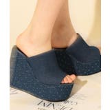 デニム(393) | ラインストーンウエッジミュール | ESPERANZA