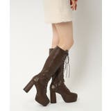 【ラク盛り／ロングブーツ】リピーター続出／脚長美脚 レースアップロングブーツ | ESPERANZA | 詳細画像5 