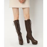 【ラク盛り／ロングブーツ】リピーター続出／脚長美脚 レースアップロングブーツ | ESPERANZA | 詳細画像7 