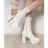 アイボリー(004) | 【ラク盛り/ショートブーツ】リピーター続出/脚長美脚 厚底レースアップブーツ | ESPERANZA