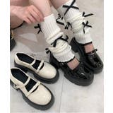 厚底 リボン付きダブルストラップパンプス | ESPERANZA | 詳細画像1