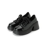 エナメルブラック(219) | 厚底 レースアップパンプス | ESPERANZA