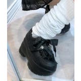 ブラック(019) | 厚底キラキラストーン付スニーカー | ESPERANZA