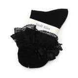 ブラック/ブラック(919) | レース×リボン付きクルーソックス 靴下 | ESPERANZA