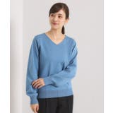 ブルー(092) | 【縮みに強い／洗濯機OK】Vネックニットプルオーバー | ITS'DEMO