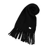 ブラック(019) | 【手洗い可】リブラッセル無地ストール | ITS'DEMO