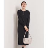 ブラック(019) | 【縮みに強い/洗濯機OK】ヘンリーネックニットワンピース | ITS'DEMO