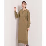 モカブラウン(042) | 【縮みに強い/洗濯機OK】ヘンリーネックニットワンピース | ITS'DEMO