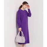 パープル(083) | 【縮みに強い/洗濯機OK】ヘンリーネックニットワンピース | ITS'DEMO
