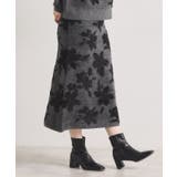 チャコールグレー(014) | 【手洗い可/セットアップ可】花柄フェザージャカードニットスカート | ITS'DEMO