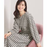 オフホワイト(103) | 【手洗い可/セットアップ可】ツイード風プリントブラウス | ITS'DEMO