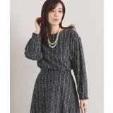 チャコールグレー(113) | 【手洗い可/セットアップ可】ツイード風プリントブラウス | ITS'DEMO