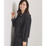 ブラック(119) | 【手洗い可/セットアップ可】ツイード風プリントブラウス | ITS'DEMO