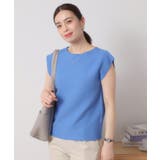 ブルー(092) | 【清涼感／洗濯機OK】フレンチスリーブニット | ITS'DEMO