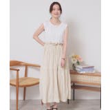 オフホワイト(003) | 【ウエストゴム／洗濯機OK】異素材コンビワンピース | ITS'DEMO